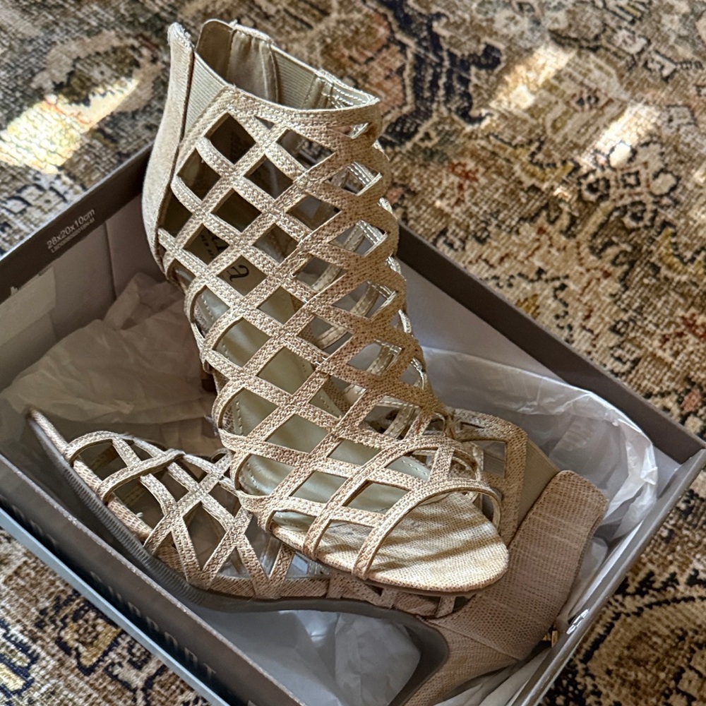 a.n.a Tan Cage Heels
